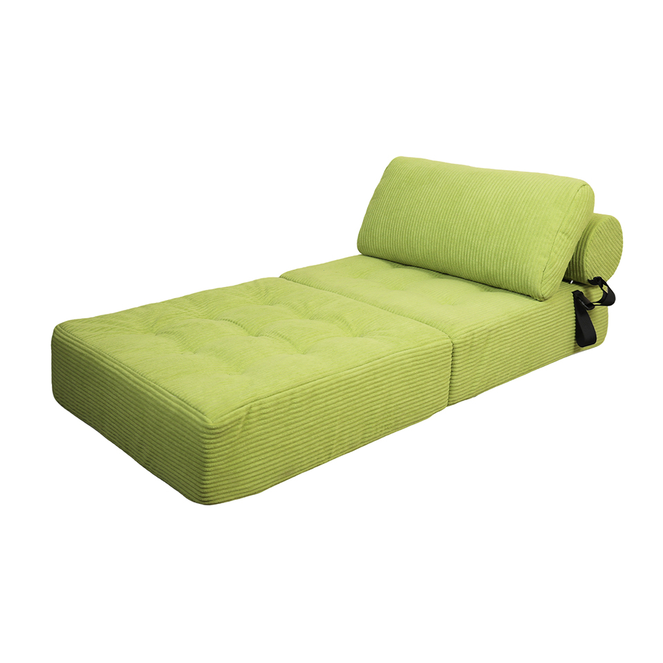 Sofá de rayas verdes con tirantes